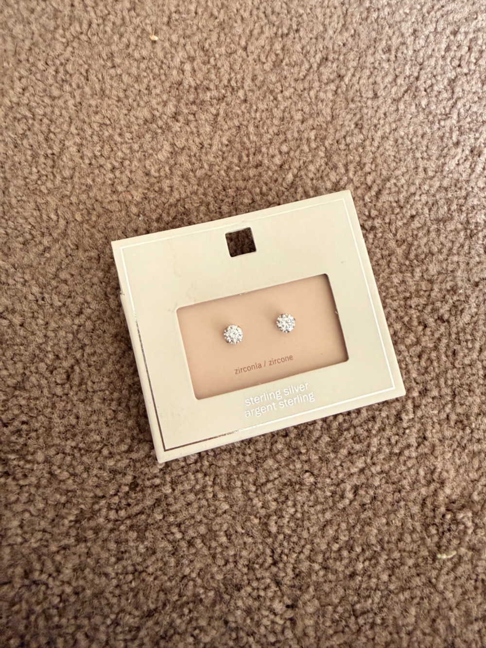 Sterling Silver Zirconia Stud Earrings - Clear White